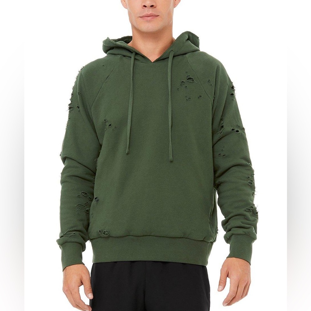 ALO Yoga Green Distressed Hoodie